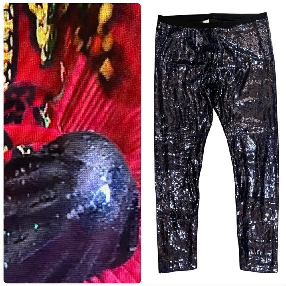 Navy Sparkly Fully Sequined Pants LARGE